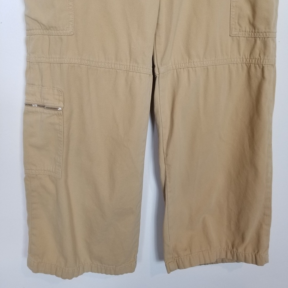 Mango Women Wide Leg Cargo Pants Sz Us 10 Khaki‎ Y2K Full Length Baggy City - Picture 3 of 8